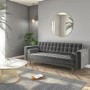 GRADE A1 - Buttoned Grey Velvet Sofa - 3 Seater with Cushions - Elba