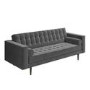 Grey Velvet 3 Seater Mid Century Quilted Sofa - Elba