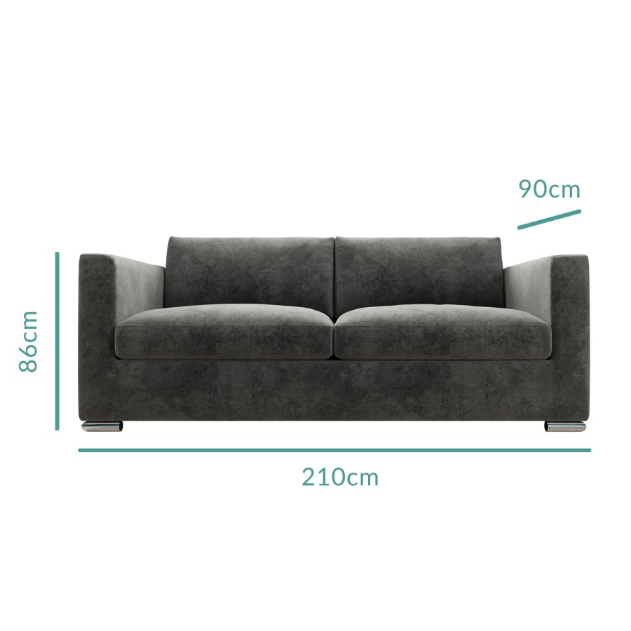GRADE A1 - Clara 3 Seater Sofa in Dark Grey Velvet