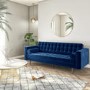GRADE A1 - Buttoned Navy Blue Velvet Sofa - 3 Seater with Cushions - Elba