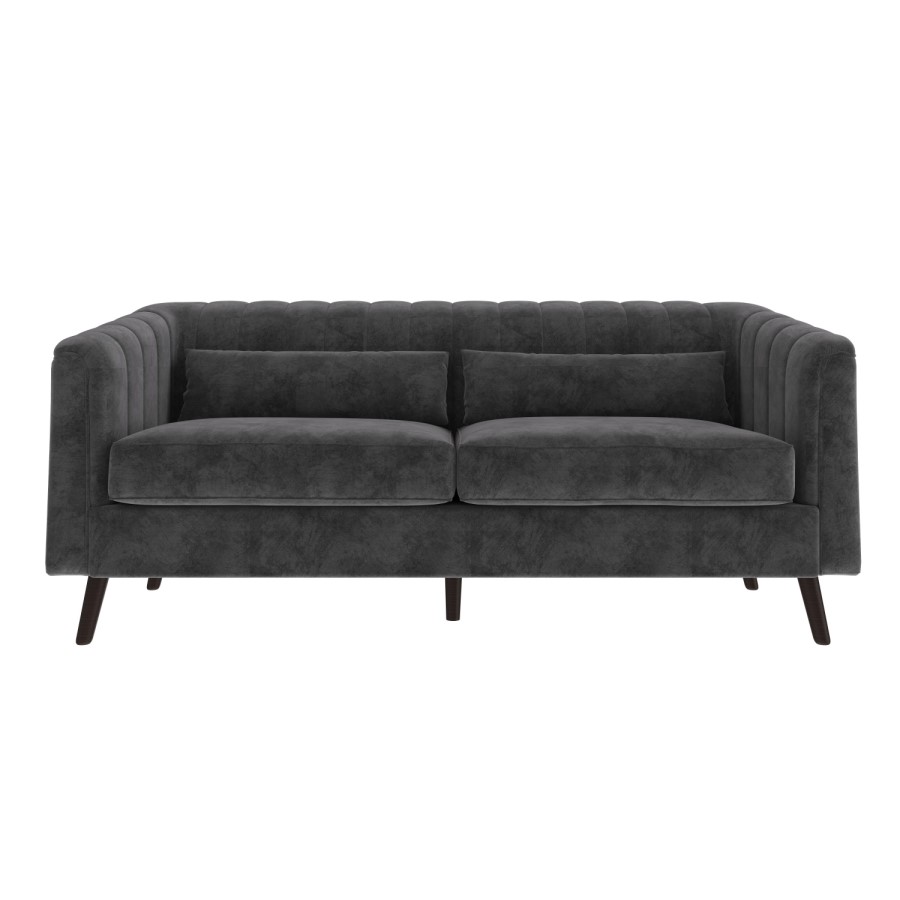 GRADE A2 - Lotti Grey Velvet 3 Seater Sofa with 2 Cushions
