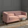GRADE A1 - Lotti Pink Velvet 3 Seater Sofa with 2 Cushions