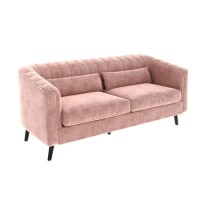 GRADE A1 - Lotti Pink Velvet 3 Seater Sofa with 2 Cushions