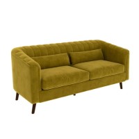 Green Velvet 3 Seater Sofa with Cushions - Lotti
