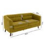 Green Velvet 3 Seater Sofa with Cushions - Lotti