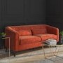 GRADE A1 - Orange Velvet 3 Seater Sofa with Cushions - Mid Century Style - Lotti