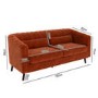 Orange Velvet 3 Seater Sofa - Lotti