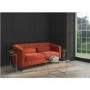 GRADE A1 - Orange Velvet 3 Seater Sofa with Cushions - Mid Century Style - Lotti