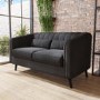 Dark Grey Quilted Velvet 2 Seater Sofa - Lotti