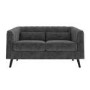 Dark Grey Quilted Velvet 2 Seater Sofa - Lotti