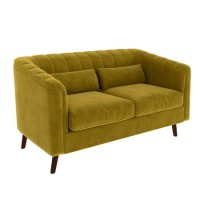 Lotti Green Velvet 2 Seater Sofa with Removable Cushions - Mid Century Style
