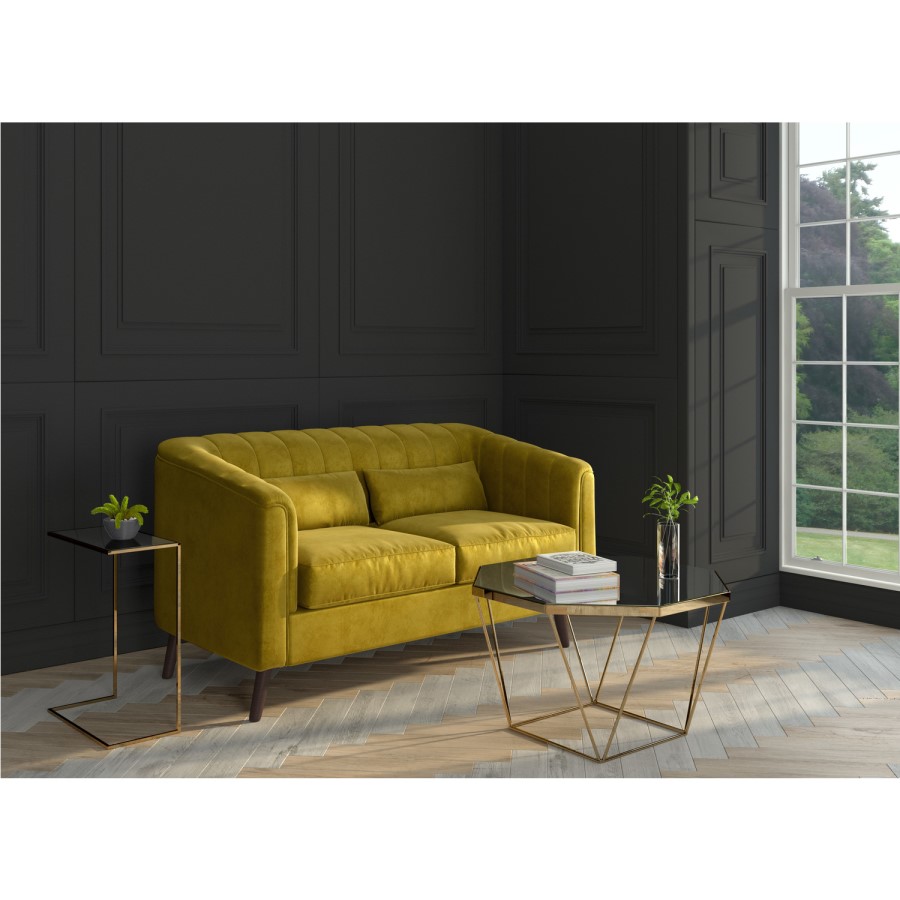 Lotti Green Velvet 2 Seater Sofa with Removable Cushions - Mid Century Style