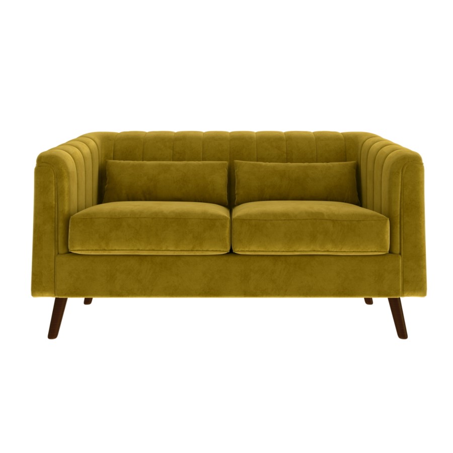 Lotti Green Velvet 2 Seater Sofa with Removable Cushions - Mid Century Style