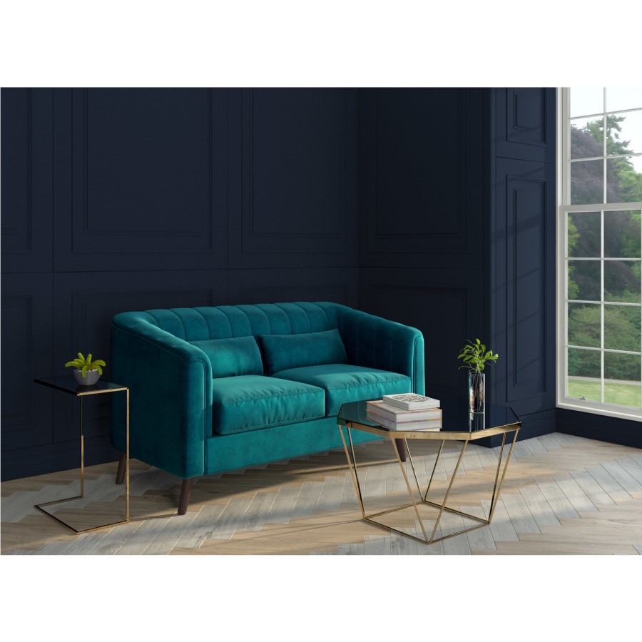 Blue Velvet 2 Seater Sofa - Lotti