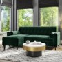 GRADE A2 - Green 3 Seater L Shaped Sofa in Velvet - Left Hand Facing - Idris