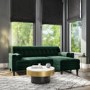 GRADE A2 - Dark Green Velvet Corner Sofa with Bolster Cushions - Seats 3 - Idris