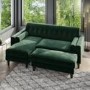 GRADE A1 - Left Hand Facing Dark Green Velvet Corner Sofa with Bolster Cushions - Seats 3 - Idris