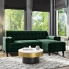 GRADE A1 - Dark Green Velvet Corner Sofa with Bolster Cushions - Idris