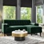 GRADE A2 - Dark Green Velvet Corner Sofa with Bolster Cushions - Seats 3 - Idris