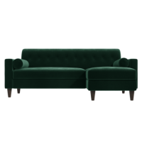 GRADE A2 - Green Velvet 3 Seater L Shaped Sofa in - Right Hand Facing - Idris