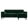 Green Velvet Right Hand L Shaped Sofa - Seats 3 - Idris