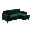 GRADE A1 - Dark Green Velvet Corner Sofa with Bolster Cushions - Idris