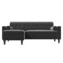 GRADE A2 - Grey Velvet Left Hand L Shaped Sofa - Seats 3 - Idris