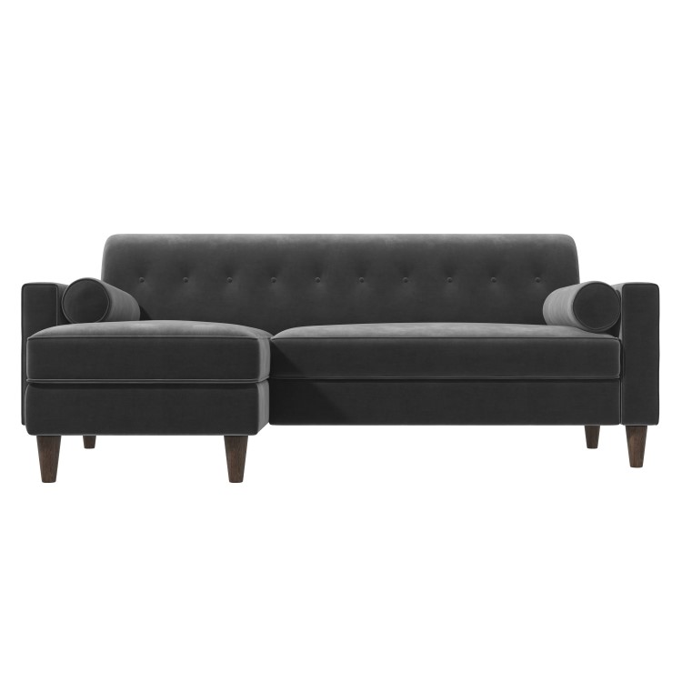 GRADE A2 - Grey Velvet Left Hand L Shaped Sofa - Seats 3 - Idris