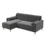 GRADE A2 - Grey Velvet Left Hand L Shaped Sofa - Seats 3 - Idris