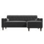 Grey Velvet Right Hand 3 Seater Small L Shaped Sofa - Idris