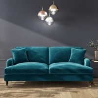 GRADE A2 - Teal Blue Velvet 3 Seater Sofa - Payton