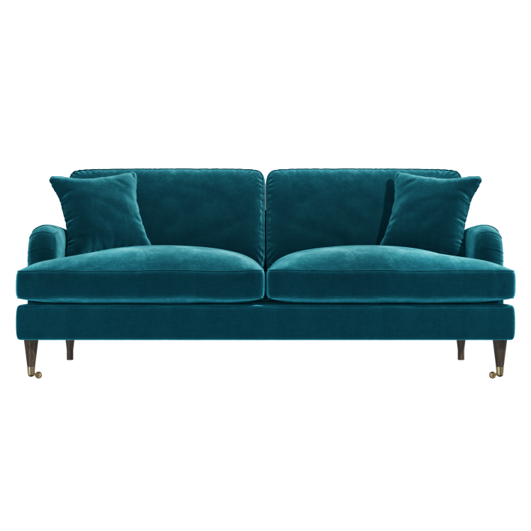 ALMOST PERFECT - Teal Blue Velvet 3 Seater Sofa - Payton