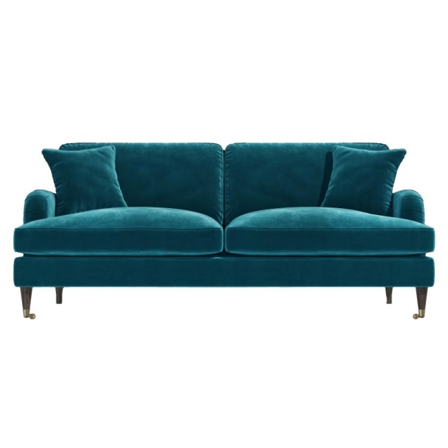 Teal Velvet 3 Seater Sofa - Payton