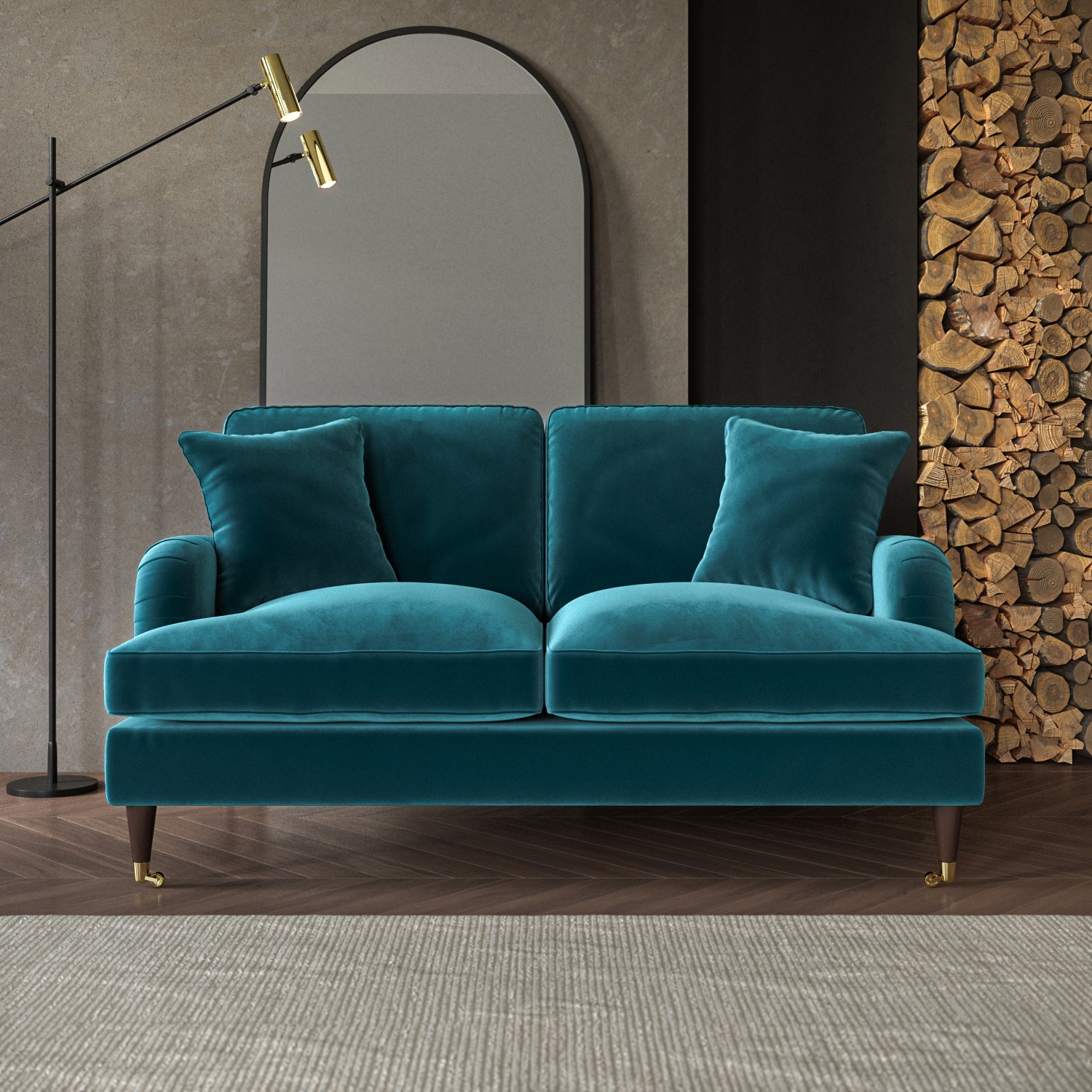 Photos - Sofa Payton Teal Velvet 2 Seater  - Payton SOF060