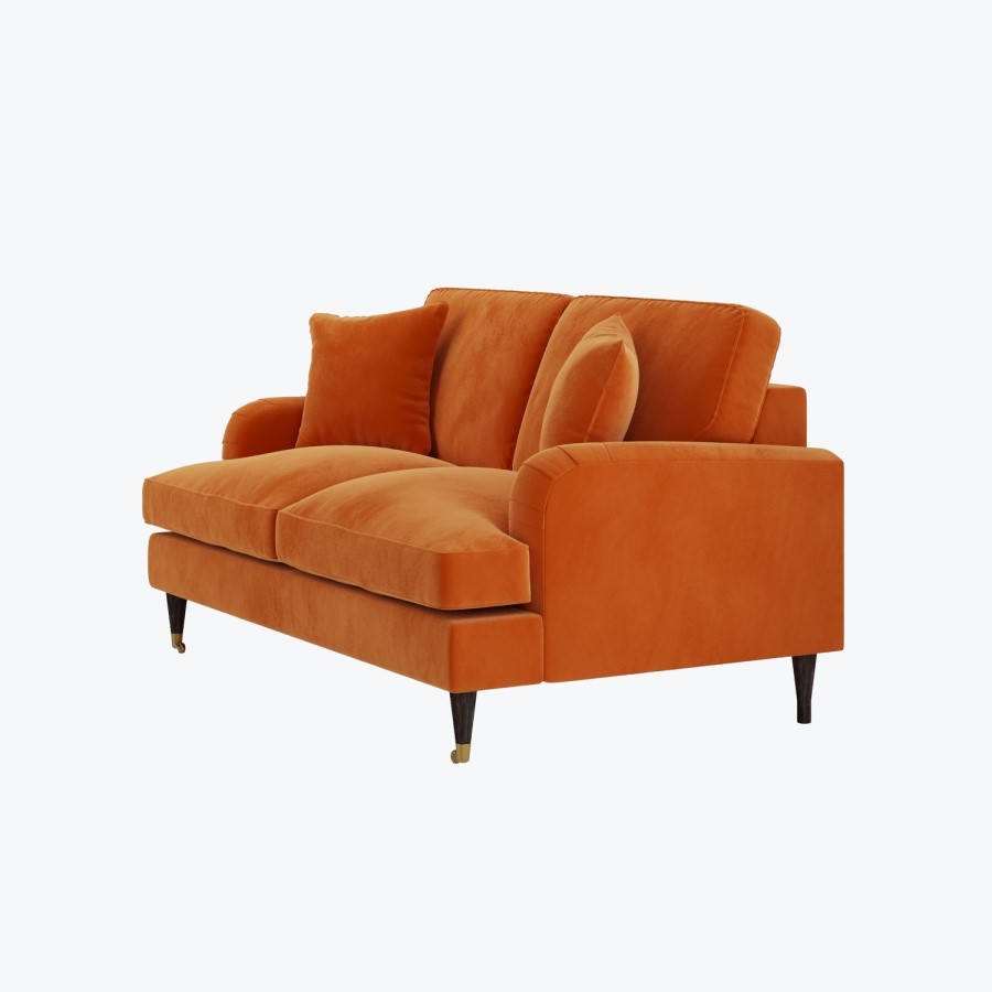 Orange Velvet 2 Seater Sofa - Payton