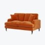 Orange Velvet 2 Seater Sofa - Payton