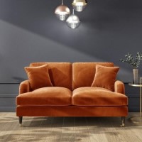 GRADE A2 - Payton Orange Velvet 2 Seater Sofa