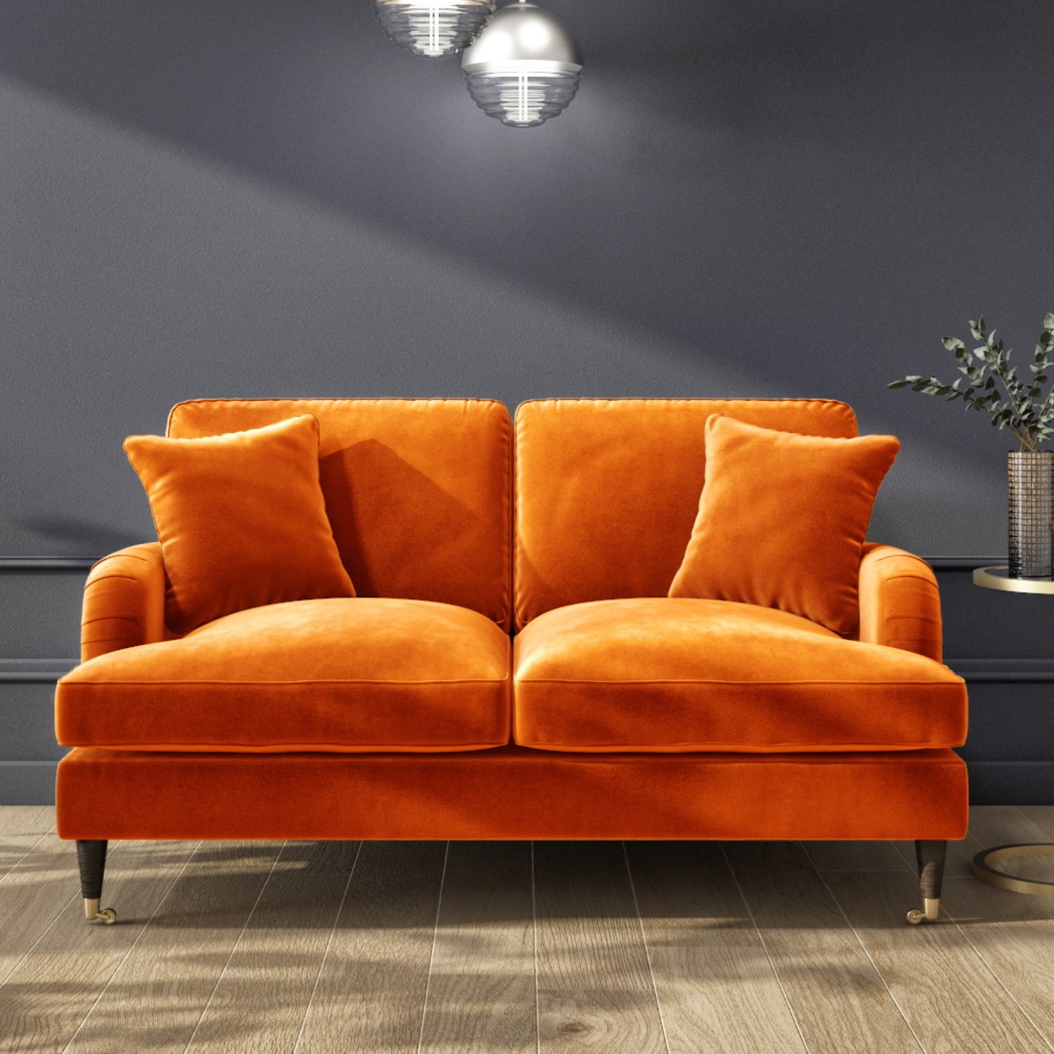 Opulence Orange Velvet 2 Seater Sofa Payton Furniture123