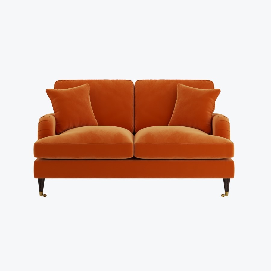 Orange Velvet 2 Seater Sofa - Payton