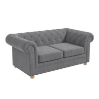 GRADE A2 - Dark Grey Chesterfield Sofa - 2 Seater - Bronte