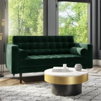GRADE A1 - Elba Green Velvet Sofa with Button Detailing & Bolster Cushions - Seats 2