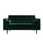 Green Velvet 2 Seater Mid Century Quilted Sofa - Elba