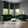Green Velvet 2 Seater Mid Century Quilted Sofa - Elba