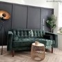 Green Velvet 2 Seater Mid Century Quilted Sofa - Elba