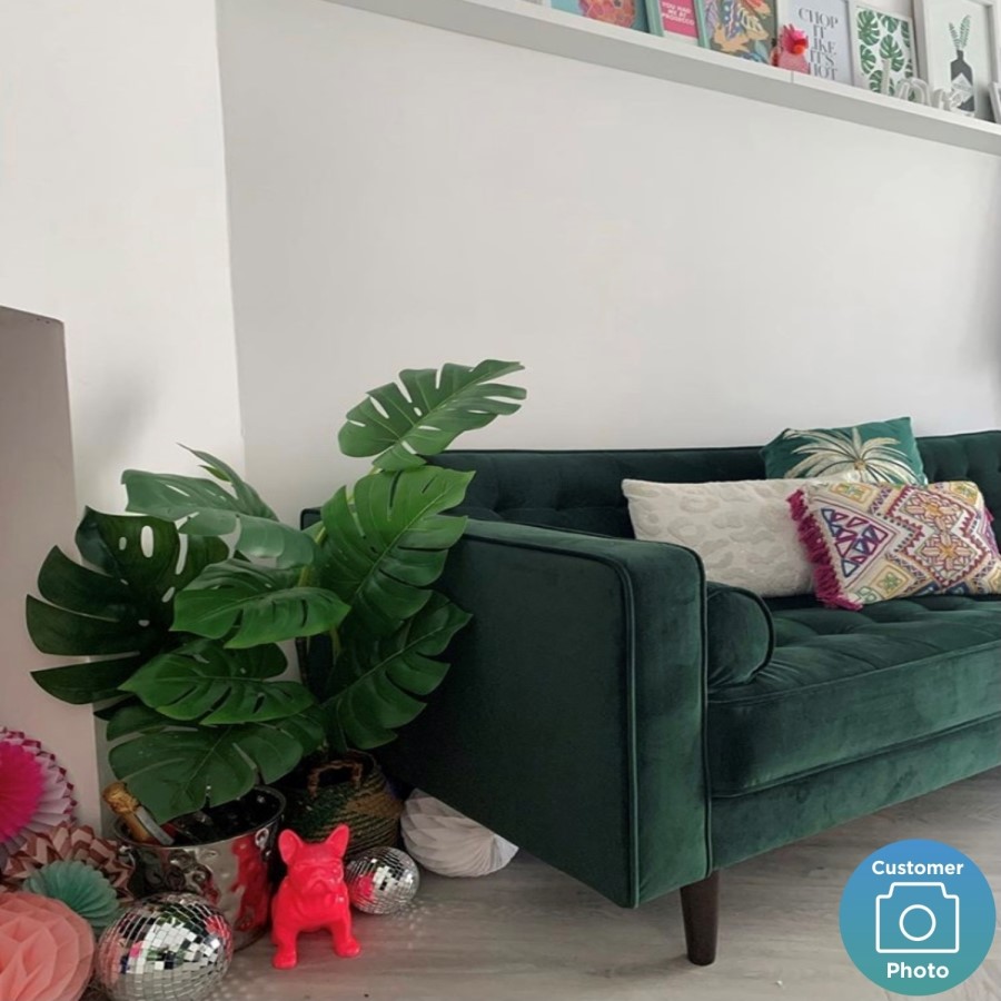 Green Velvet 2 Seater Mid Century Quilted Sofa - Elba