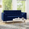 GRADE A1 - Elba Blue Velvet Sofa with Button Detailing &amp; Bolster Cushions - Seats 2