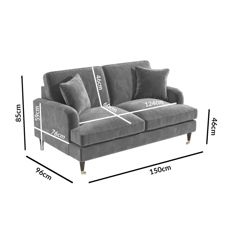 Payton Grey Velvet 2 Seater Sofa