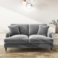 Silver Grey Velvet 2 Seater Sofa - Payton Silver Grey Velvet 2 Seater Sofa - Payton