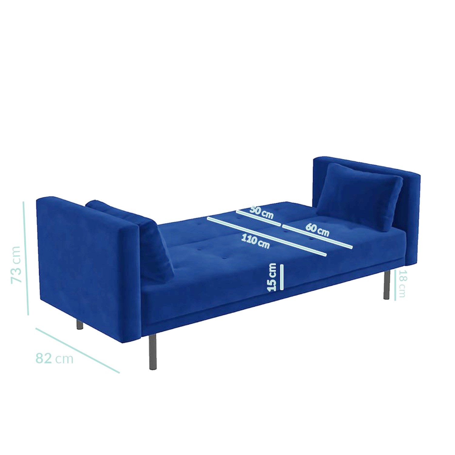 3 Seater ClickClack Sofa Bed in Navy Blue Buttoned Velvet Rory Furniture123