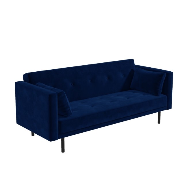 Velvet Sofa Bed in Navy Blue with Buttons Rory Furniture123